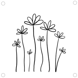 Tuinposter wit bloemen  30 x 30cm