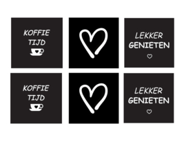 Onderzetters 6 stuks zwart / wit