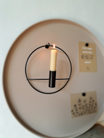 Wand kandelaar ring zwart 20cm