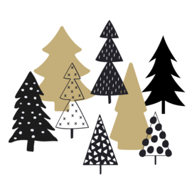 Vierkante wenskaart Kerstbomen van natuurkarton – 9,8 x 9,8 cm