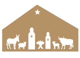 Kerststal bruin/wit – magnetische kerstdecoratie