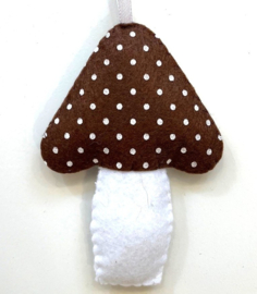 Paddenstoel hanger bruin wit