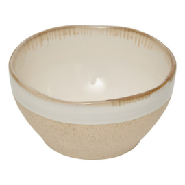 Witte en beige kom met oor – Steengoed – 30 cl – Ø 11,2 cm – H 5,5 cm