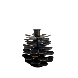 Kandelaar dennenappel zwart 12cm