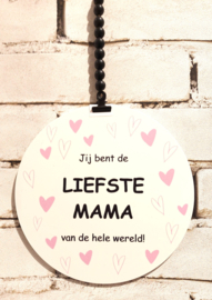 Muurcirkel wooncirkel Moederdag 20cm zwart wit roze