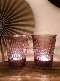 Theelichthouder glas bruin