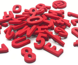 Magneetletters, cijfers en tekens rood