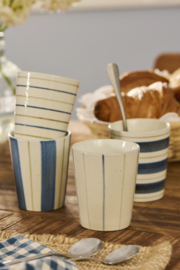 Set van 4 mokken – Blauwe & groene keramieken koffiemokken – 160 ml