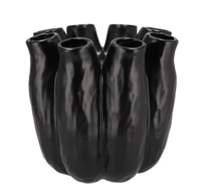 Vaas zwart 8 openingen 19cm