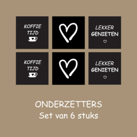 Onderzetters 6 stuks zwart / wit