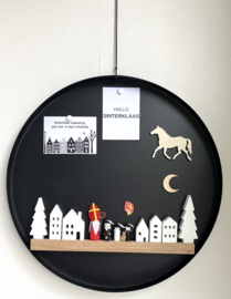 Kerst-/winterdorp van hout – wit minimalistisch design (set van 8)