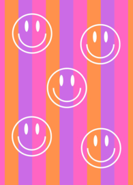 Kaart smileys roze/oranje