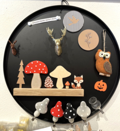 Magneet paddenstoel rood 12cm - Houten decoratie met ophangkoord