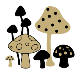 Vierkante wenskaart Paddenstoelen van natuurkarton – 9,8 x 9,8 cm