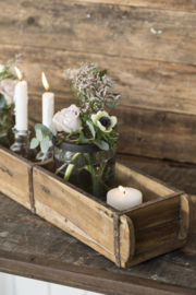 Decoratieve houten opbergbak met 2 vakken – Authentieke Indiase steenmal
