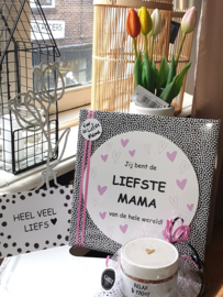Muurcirkel wooncirkel Moederdag 20cm zwart wit roze