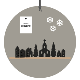 Weihnachts-/Winterdorf aus Holz, 8-teilig