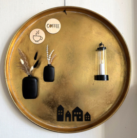 Rond Goudkleurig Magneetbord Ø77 cm – Luxe Groot Metalen Wandbord voor Interieur