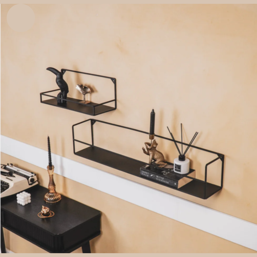 2 wandplanken zwart metaal