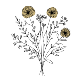Vierkante wenskaart Bloemen van natuurkarton – 9,8 x 9,8 cm