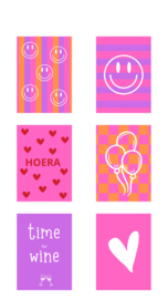 Kaart smiley roze/paars