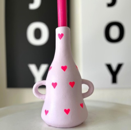 Kandelaar roze hartjes