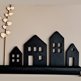 Huisjes zwart magneten 4 stuks