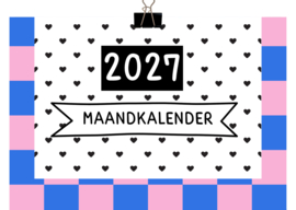 Maandkalender 2027 blauw roze – Duurzaam, stijlvol en herbruikbaar