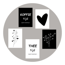 Kaart Koffie tijd zwart wit