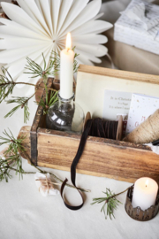 Decoratieve houten opbergbak met 2 vakken – Authentieke Indiase steenmal