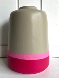 Vaas beige/roze 22cm hoog