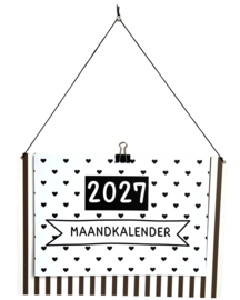 Maandkalender 2027 bruin wit– Duurzaam, stijlvol en herbruikbaar