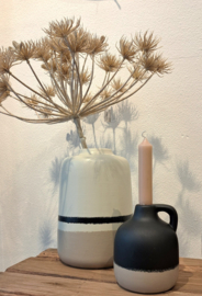 Vaas beige/zwart 22cm hoog