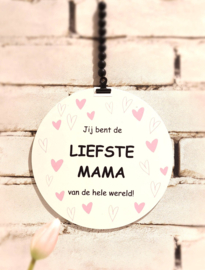 Muurcirkel wooncirkel Moederdag 20cm zwart wit roze