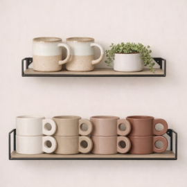 Mok met oor warm wit lichtroze– 31 cl – 13,3 x 6,9 x 9,8 cm