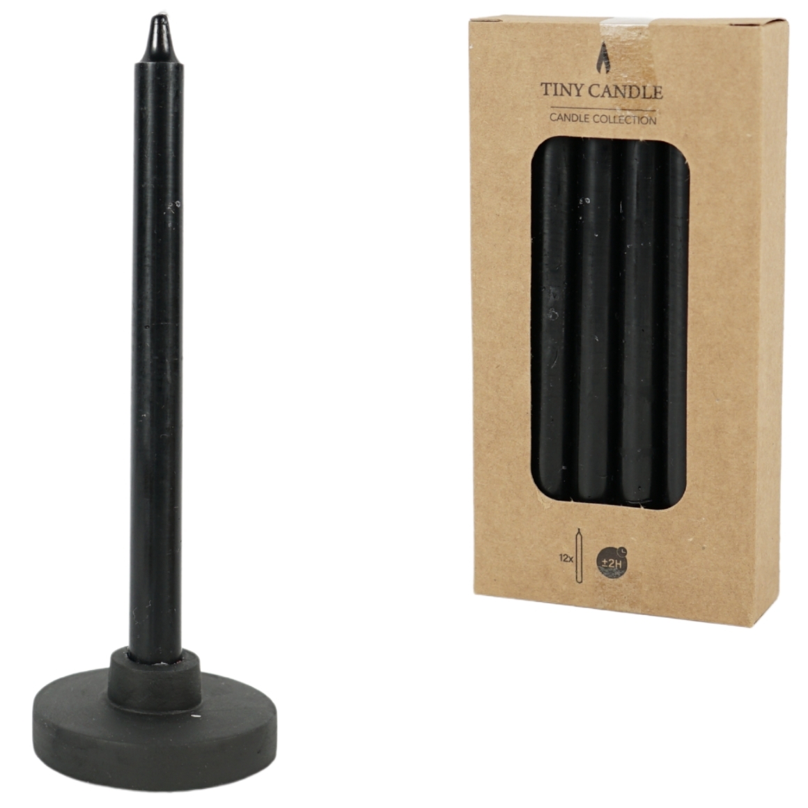 Potloodkaarsen zwart 14cm