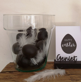 Kaart Pasen Happy Easter zwart ei
