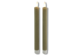 Led wax dinerkaarsen met afstandsbediening 2 stuks taupe