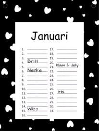 Verjaardagskalender zwart