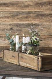 Decoratieve houten opbergbak met 2 vakken – Authentieke Indiase steenmal