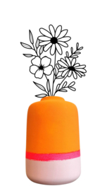 Vaas oranje/roze 22cm hoog