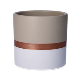 Bloempot taupe wit koper S