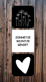 Tuinposter wit Zonnetje  30 x 30cm