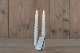 Led SWIRL wax dinerkaarsen met afstandsbediening 2 stuks wit