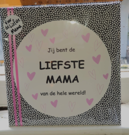 Muurcirkel wooncirkel Moederdag 20cm zwart wit roze