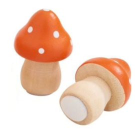 Paddenstoel hout oranje 3,5cm