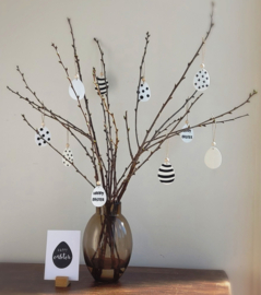 Kaart Pasen Happy Easter zwart ei