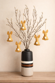 Vaas zwart/beige/bruin 28cm hoog