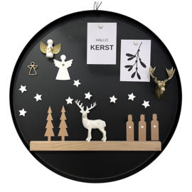 Wit Rendier Beeldje met Glitters – Kerstdecoratie 14,5 cm