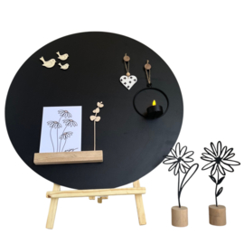 Rond Memobord Zwart 50 cm (Niet Magnetisch) met kaarthouder en pinnen
